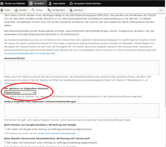 Screenshot - Bitte wählen Sie das zueghörige Dekanat aus