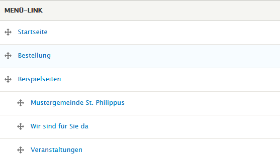 Menü - Reihenfolge ändern