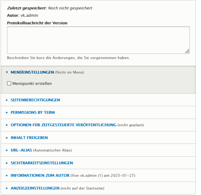 Menüpunkt erstellen
